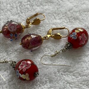Elegant Floral Red Earrings